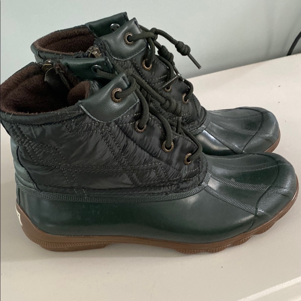 Sperry Green Quilted Lace-Up Boots